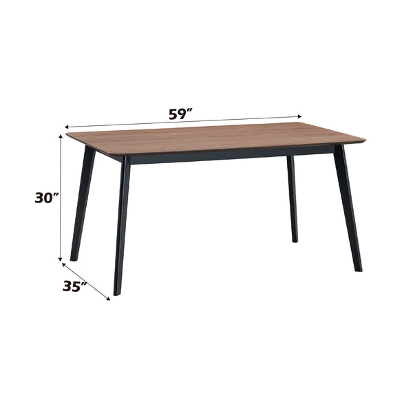 English Elm Rebi 6-Seater Walnut & Black Dining Table, 19mm Solid Veneer Top, Rubberwood Legs, 100lb Capacity B2726P281884
