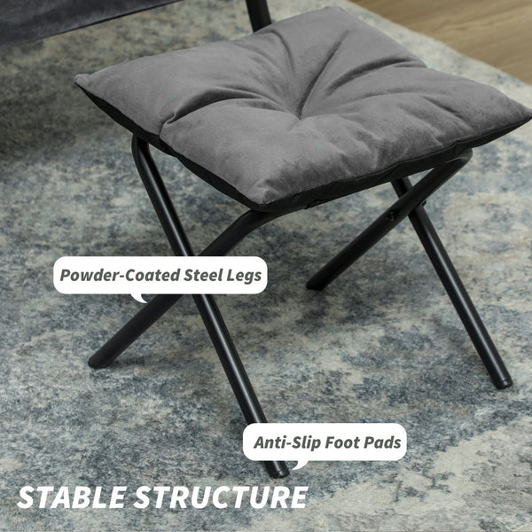 English Elm Lazy Tufted Velvet Accent Chair with Ottoman and Side Pockets for Reading Nooks T3971P405382