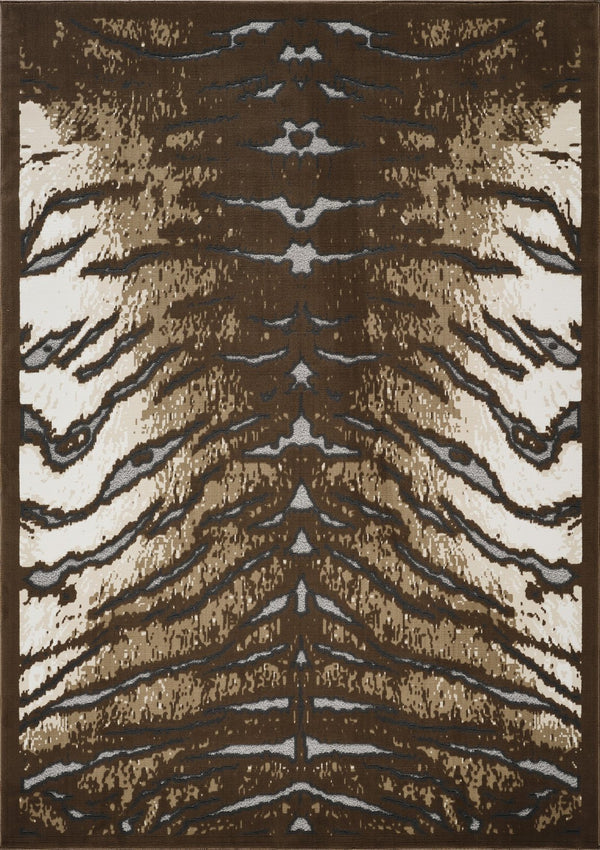 English Elm Hide Brown & Ivory 5'3" X 7' Area Rug - Durable, Kid & Pet-Friendly Design With Natural Texture B186P316843