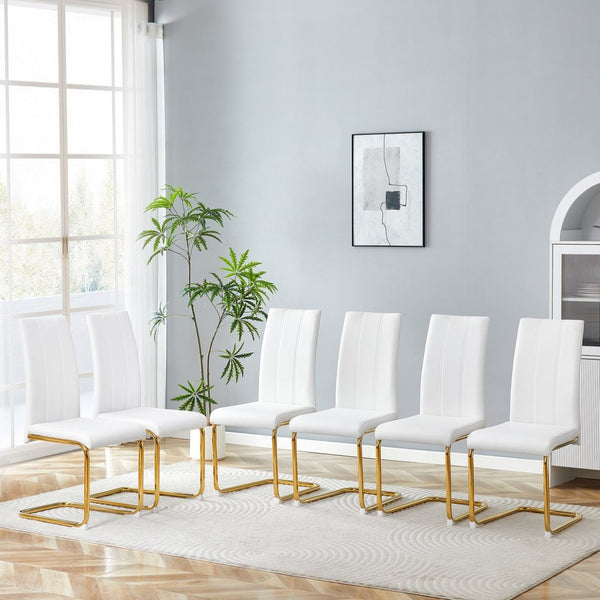 English Elm 4-pack Pu High-back Dining Chairs with Powder-coated Metal Legs for Modern Kitchens W3875P372873