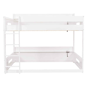 English Elm Queen Over Pine Bunk Bed with Built-in Shelves and Usb Charging Ports White N7090002238K