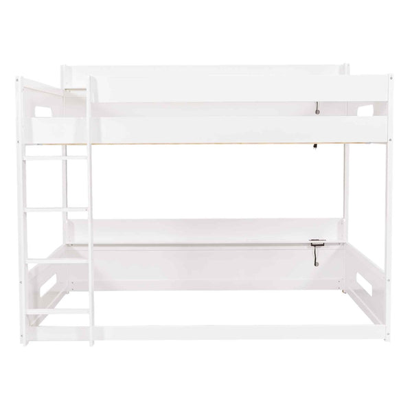 English Elm Queen Over Pine Bunk Bed with Built-in Shelves and Usb Charging Ports White N7090002238K