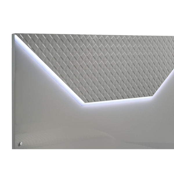 English Elm Pierce Eastern King Platform Bed with Led Headboard and Italian Gloss Finish B062S01804