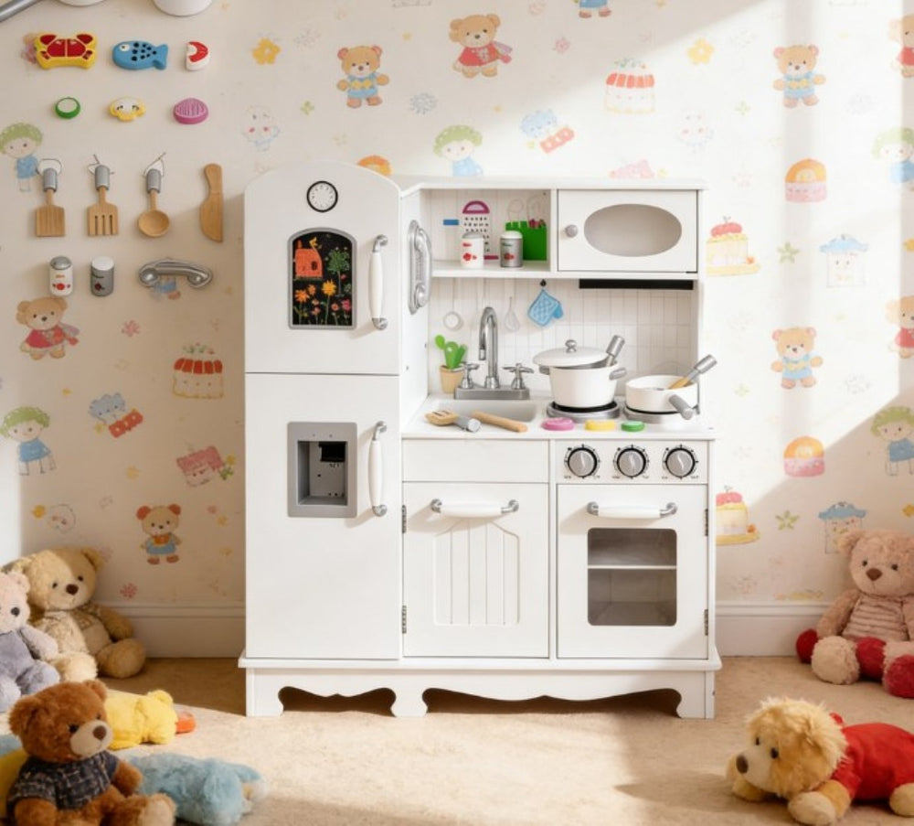 English Elm Wooden Kids Kitchen Playset Pine Mdf Pretend Cooking Toy with 15 Accessories T3971P440765