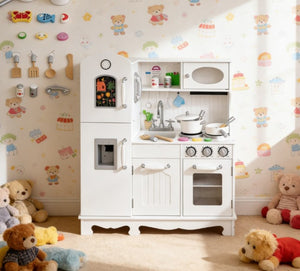 English Elm Wooden Kids Kitchen Playset Pine Mdf Pretend Cooking Toy with 15 Accessories T3971P440765