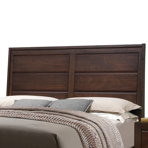 English Elm Walnut Queen Bedframe with Raised Panel Headboard & Low-Profile Footboard, Sturdy Slatted Support B062S00528