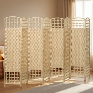 English Elm Homcom Eight Panel Woven Bamboo Room Divider Arched Freestanding Privacy Partition W2225P485585