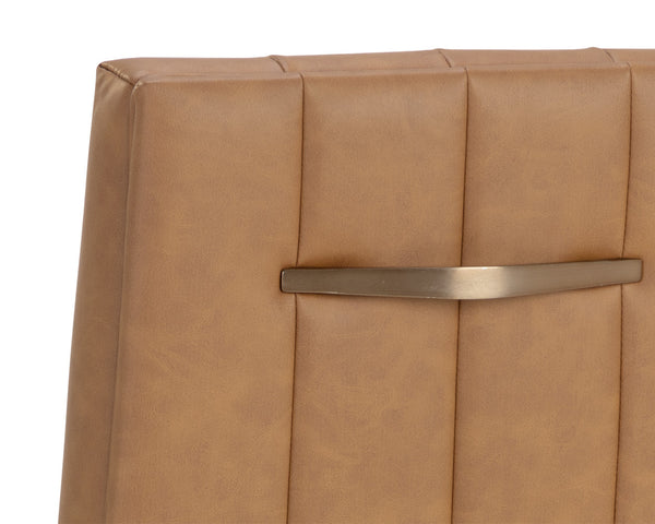 Sunpan Wilbur Barstool - Minimalist Design in Milliken Cognac Faux Leather with Stylish Stainless Steel Legs Counter Height