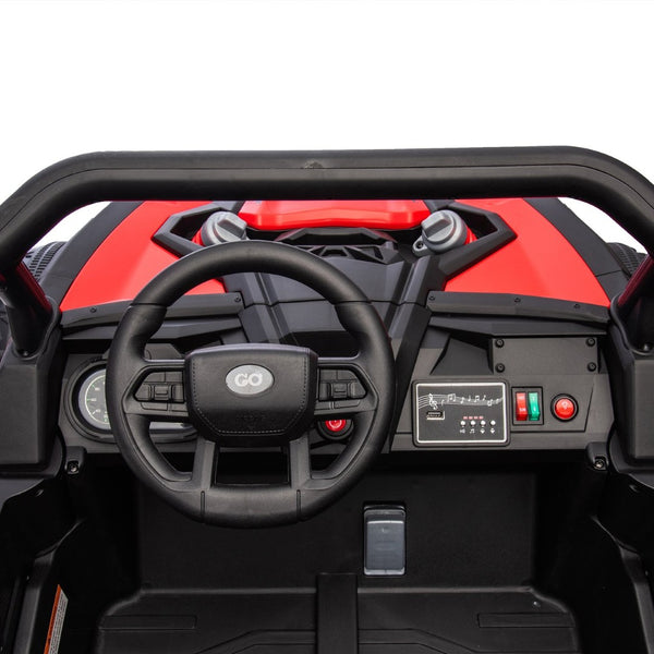English Elm 24v Two Seat Kids Electric Utv with Parental Remote Suspension Off Road Ride On Red W1578P184803