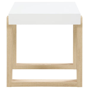 English Elm Fletcher Gloss White Lacquer Coffee and End Table Set for Modern Living Rooms B062S01625