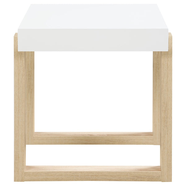 English Elm Fletcher Gloss White Lacquer Coffee and End Table Set for Modern Living Rooms B062S01625