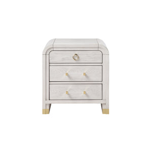 English Elm Malco Black White Oak Nightstand with Fluted Detailing, Gold Accents, Acrylic Hardware & Drawer B201P391828