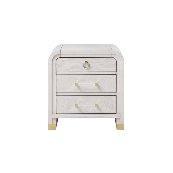 English Elm Malco Black White Oak Nightstand with Fluted Detailing, Gold Accents, Acrylic Hardware & Drawer B201P391828