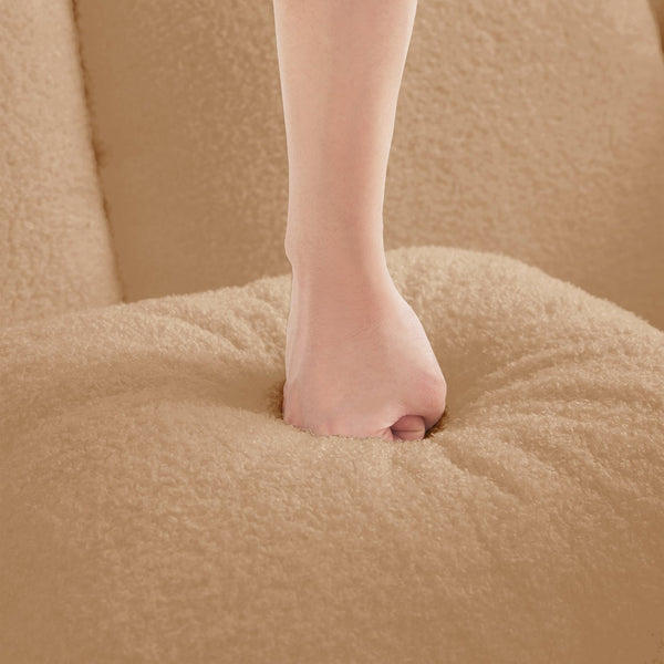 English Elm 77.2" Teddy Fabric Modular Sectional Sofa with Plush 32D Sponge, No Assembly, Cloud Comfort Camel W714S01420