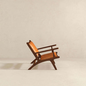 English Elm Daniel Genuine Leather Accent Chair Tapered Walnut Legs Mid-century Modern Lounge B183P231841