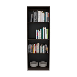 English Elm Home Tall Kronos 4-Shelf Bookcase in Stained Walnut — Space-Saving, Sturdy Open Storage for Books Decor B200P361989