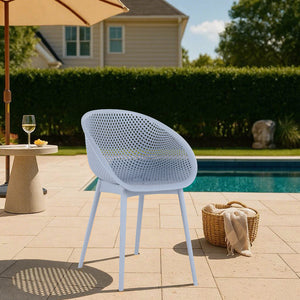 English Elm 2-Pack Modern Lounge Chairs with UV-Resistant PP, Mesh Weave Comfort, Lightweight & Easy-Care Design Light Baby Blue W3450P323311