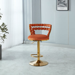 English Elm Modern Bar chair with plush fabric seat and powder-coated metal frame, elegant contemporary comfort for dining, cafe, living spaces Golden W234P218161