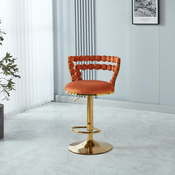 English Elm Modern Bar chair with plush fabric seat and powder-coated metal frame, elegant contemporary comfort for dining, cafe, living spaces Golden W234P218161