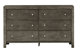 English Elm Burlington modern 6-drawer dresser with nickel hardware, dove-tailed drawers and durable wood veneer finish for stylish bedroom storage Gray 19 L x 60 W x 37 H B078108127