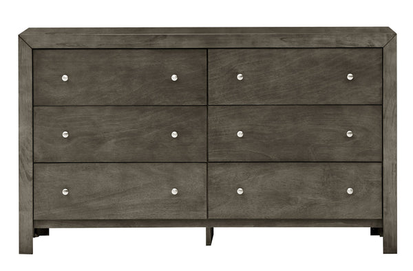English Elm Burlington modern 6-drawer dresser with nickel hardware, dove-tailed drawers and durable wood veneer finish for stylish bedroom storage Gray 19 L x 60 W x 37 H B078108127
