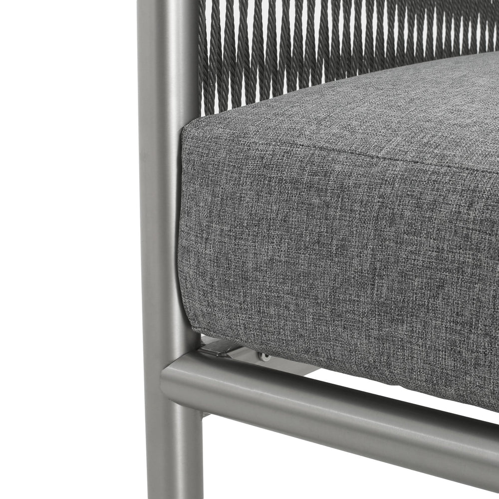 English Elm Christopher Knight Home® - Hargrove Club Chair Silver-Grey with Brushed Aluminum Frame, Braided Rope Design, Durable Olefin Cushions (97) N775P187589G