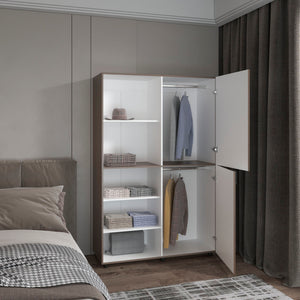 English Elm Eco Tall Two-Door Armoire 72" Freestanding Wardrobe with Hanging Rod & Shelves, White Mahogany Finish B070S00369