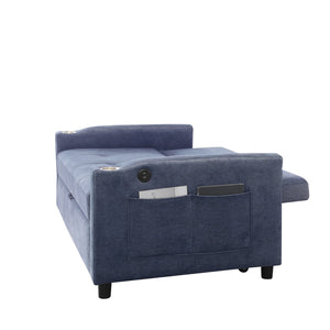 English Elm Modern Velvet Loveseat Sofa Bed with USB Charging, Storage Pockets, Toss Pillows & Reclining Backrest W1183S00013