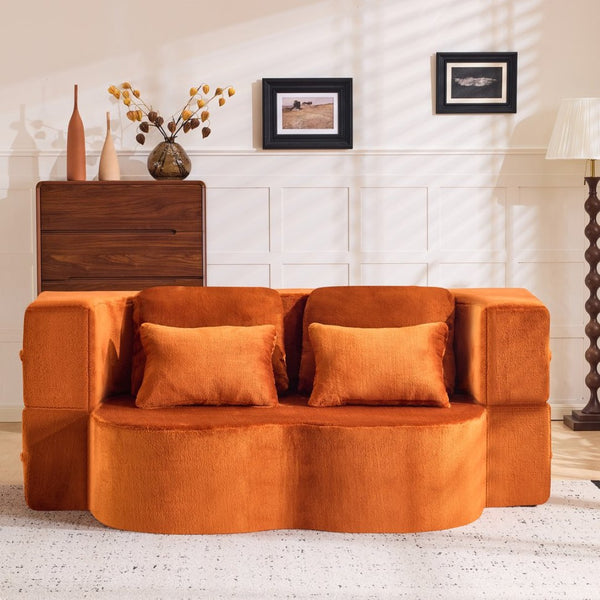 English Elm Large Plush Floor Sofa Foldable Foam Mattress with Pillows for Living Room Lounge W3612P440208