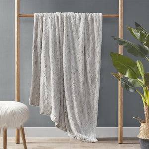 JLA Home Madison Park - Faux faux fur throw indulgent plush reversible faux mink blanket OEKO-TEX certified machine washable luxury Snow Leopard MP50-8524