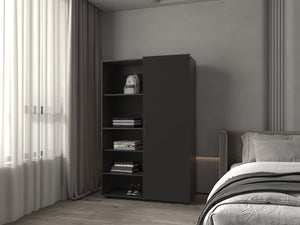 English Elm Tunica Modern Armoire Closet With Sturdy Metal Hanging Rod Durable Engineered Wood Wardrobe Unit Black B092S00289