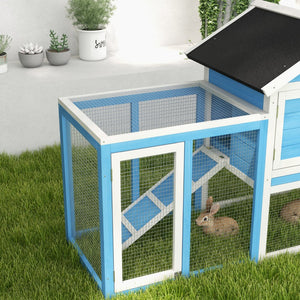 English Elm Pawhut Fir Wood Rabbit Hutch with Weatherproof Roof Floorless Run and Pull Out Tray W2225P229285
