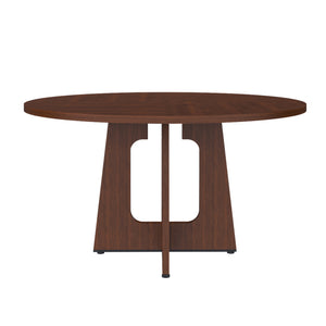 English Elm Round 47" Spiced Table - 4-6 Seat Walnut Farmhouse Dining Table, 300lb MDF Top, Easy Assembly W2700P331235