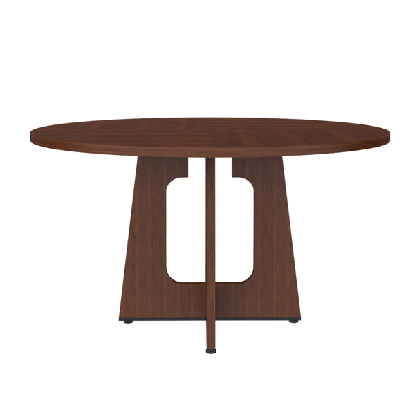 English Elm Round 47" Spiced Table - 4-6 Seat Walnut Farmhouse Dining Table, 300lb MDF Top, Easy Assembly W2700P331235