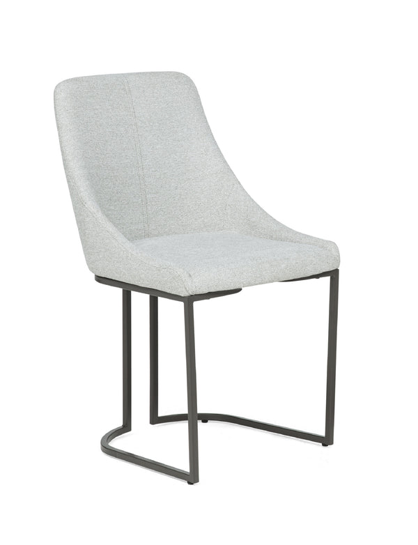 English Elm 2pc Soft Neutral Upholstery Curved Dining Chairs with Sturdy Metal Frame, Modern Gray Accent Seats B2741P370871