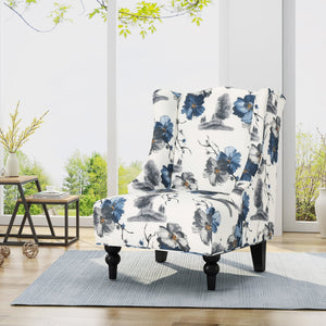 English Elm Christopher Knight Home® - TODDMAN High-Back Club Chair with Smooth Upholstery and Sloped Arms, Modern Wingback Comfort beige +blue flower 64469.00