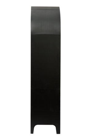 English Elm 66.70 Arched Bookcase with Door and Open Shelves, Mid-Century Black Wood Tone Accent Storage Cabinet W3123P278017