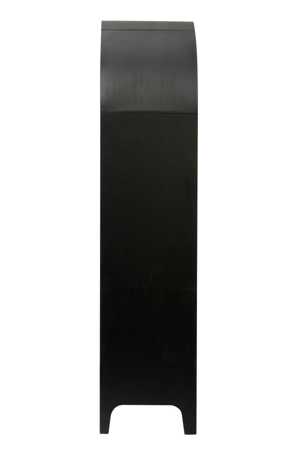 English Elm 66.70 Arched Bookcase with Door and Open Shelves, Mid-Century Black Wood Tone Accent Storage Cabinet W3123P278017