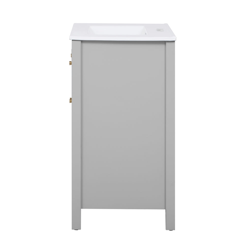 English Elm 60'' Modern Bathroom Vanity Set With Ceramic Sink, Soft Closing Doors, Space-Saving Grey Design N710SS00007E