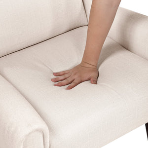 English Elm Modern Wingback Upholstered Accent Chair with Solid Wood Frame, Gold-Tip Legs, Plush Pocket Coil Comfort Beige 30.5 L x 33.5 W x 32 H B011P393050