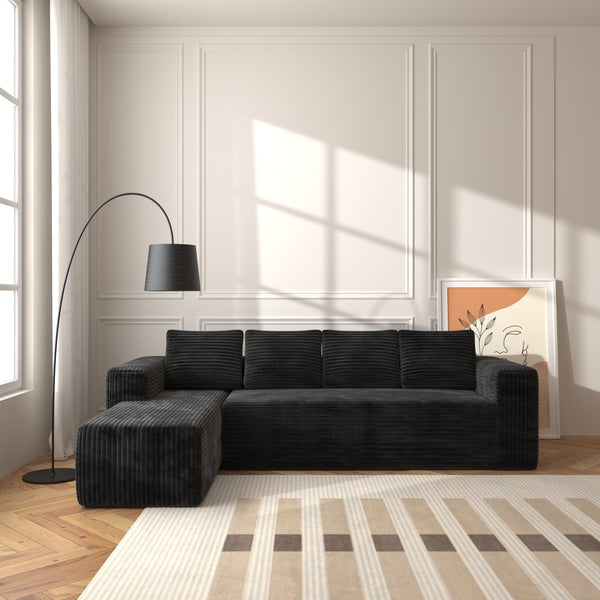 English Elm Cloud Modular Sectional Sofa with Right Chaise, Plush Corduroy, No Assembly, Deep Cloud Comfort W1960S00007