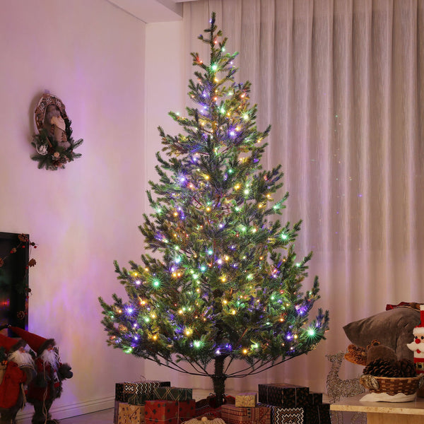 English Elm Homcom 7Ft Prelit Cedar Christmas Tree With Dual-Color Leds, 2931 Tips, Easy Setup For Holidays W2225P249694