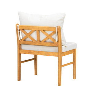 English Elm Farmhouse Solid Rubberwood Dining Chairs Set of 2 with Breathable Rattan Weave — Quiet Luxury Design Natural+White N842P294502A
