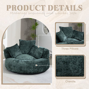 English Elm Lazy Sofa Oversized Ergonomic Bean Bag Lounger with High Wrap Back, Plush Chenille Foam Comfort for Living Room, Bedroom, Office Emerald W395P252054