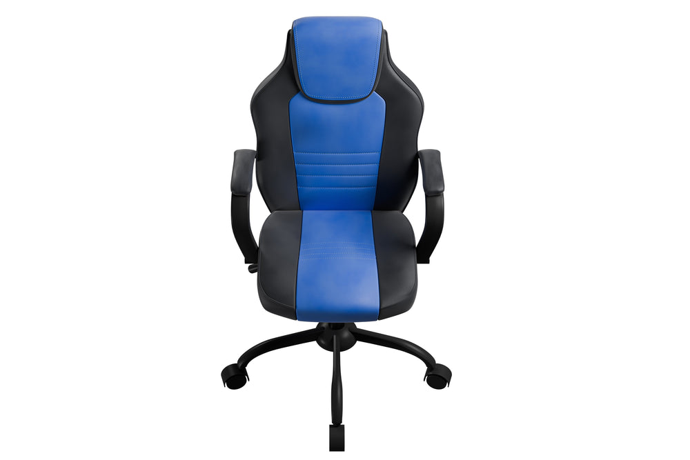 English Elm Gaming Ergonomic Office Chair Blue Black Faux Leather Racing Style Adjustable Height Wheels Padded Arms B011P367182