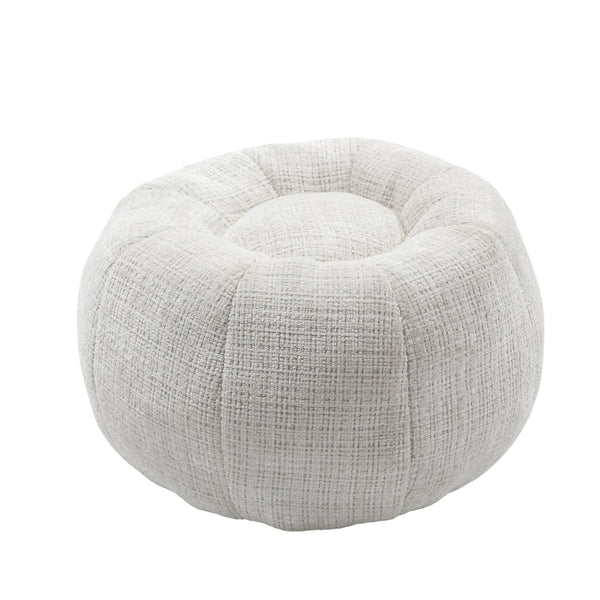 English Elm COOLMORE Extra Large Round Chenille Bean Bag Chair with Deep Seat, High-Density Supportive Sponge Comfort Beige W1539P265261