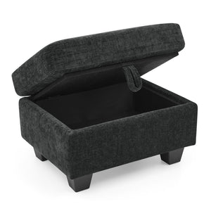 English Elm Single Chenille Manual Recliner with Usb Port Hidden Storage Ottoman and Cup Holders Black W487P423649
