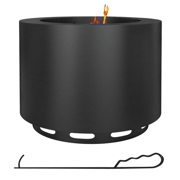 English Elm Outsunny 19 Inch Stainless Steel Wood Burning Fire Pit with Secondary Combustion Design W2225P174296