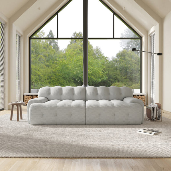 English Elm Bubble Sectional Sofa Comfort - 3D-Knitted Two-Seater Loveseat In Versatile Grey For Modern Spaces B341S00009