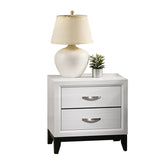 English Elm Stout Contemporary 2-Drawer Metal Bar Pulls Wood Nightstand, Off-White